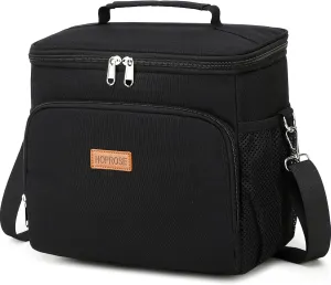 Lunch Bag Lunch Box for Women Men Reusable Insulated Lunch Tote Bag,Leakproof Thermal Cooler Sack Food Handbags Case High Capacity forTravel Work Picnic- Black (black), Large size