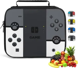 Lunch Bag Lunch Boxes Reusable Games Insulated Portable Lunch Box Unisex Leak proof Cooler Tote Bag (Gray)
