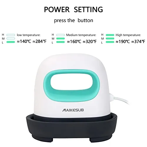MAIKESUB Mini Heat Press Machine Easy to Use for T Shirts Shoes Hats Small HTV Iron on Vinyl Projects Portable Heating Transfer Iron Green (Green)