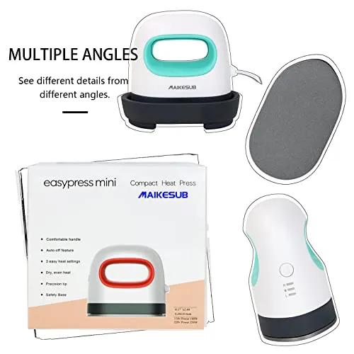 MAIKESUB Mini Heat Press Machine Easy to Use for T Shirts Shoes Hats Small HTV Iron on Vinyl Projects Portable Heating Transfer Iron Green (Green)