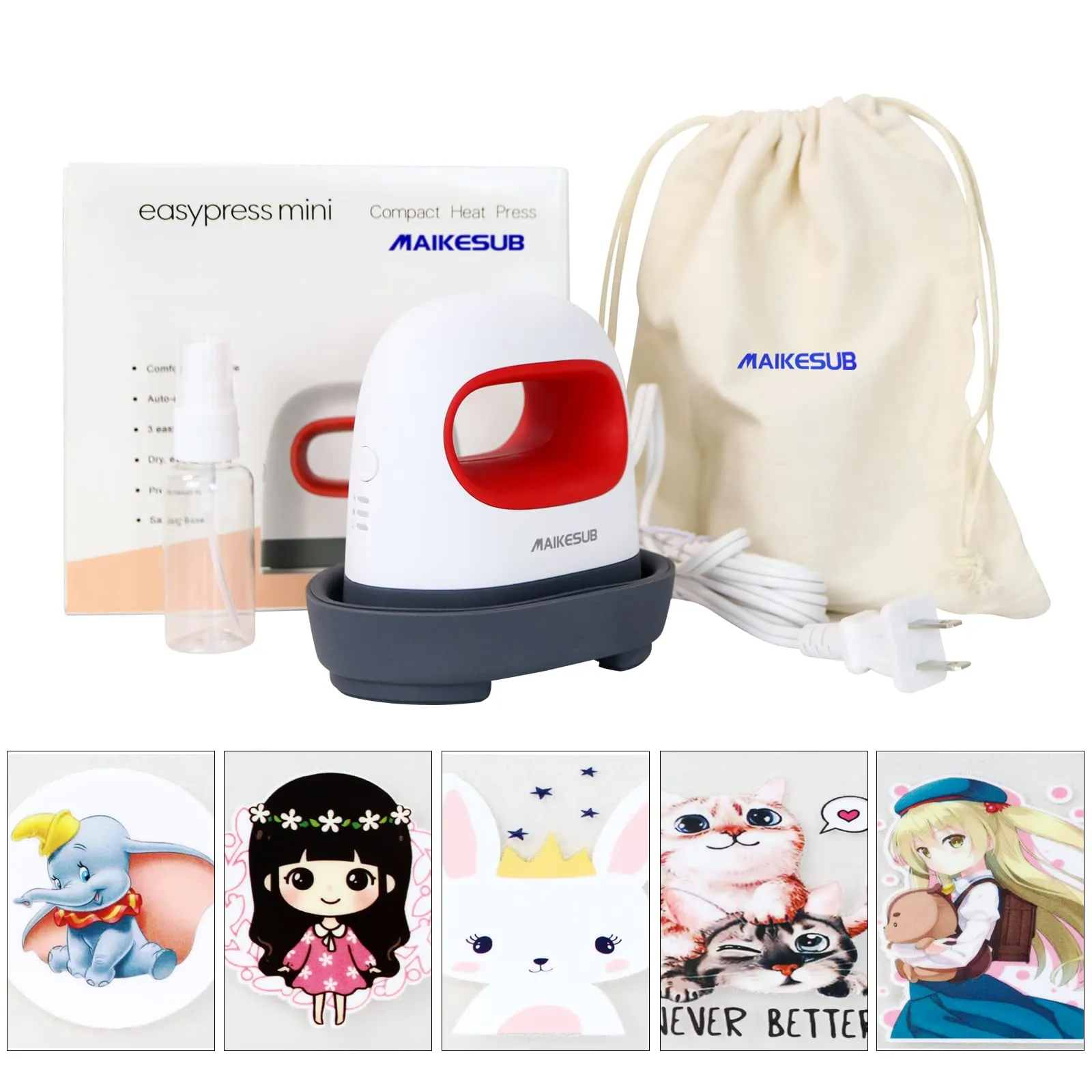 MAIKESUB Mini Heat Press Machine Easy to Use for T Shirts Shoes Hats Small HTV Iron on Vinyl Projects Portable Heating Transfer Iron Red