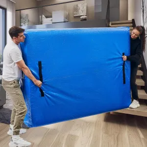 Mattress Bags for Moving, BETU Mattress Protector Waterproof Mattress Cover Full Size Storage Bags with 8 Heavy-Duty Handles and Zipper for Bed Extra Thick Large Reusable (77"x57"x15" Blue)