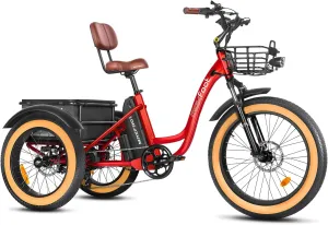MAXFOOT MF30 Electric Tricycle for Adults, 750W Rear Drive Motor 3 Wheel Electric Bicycle with Suspension Fork, 85 Miles, 48V 20Ah UL Certified Battery, Fat Tire E-Trike with Rear Differential