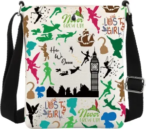 MBMSO Cartoon Movie Merch Peter Fairytales Inspired Crossbody Bag Pan Character Gift for Peter Fan Here We Go Crossbody Purse