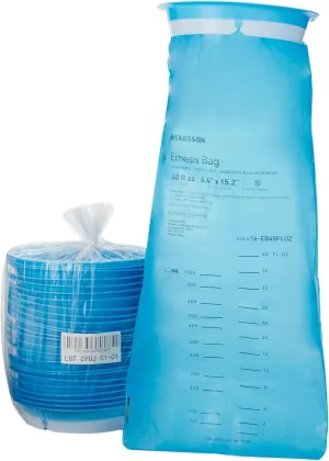 McKesson Emesis Bag 40 Fl. Oz. Blue, 25 Per Sleeves