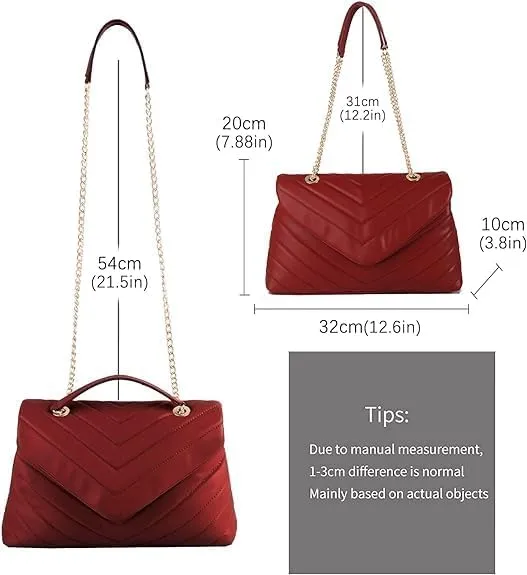 MECOLOR Women’s Fashion Crossbody Bags Lightweight Adjustable Chain Strap Quilted Designer Popular Handbags Shoulder Bag