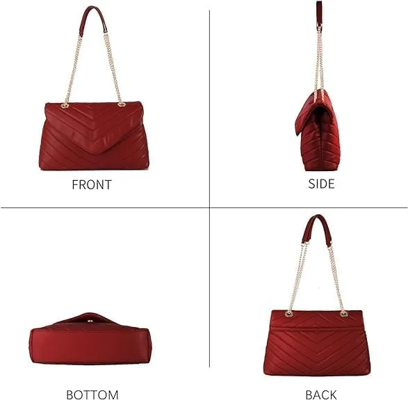MECOLOR Women’s Fashion Crossbody Bags Lightweight Adjustable Chain Strap Quilted Designer Popular Handbags Shoulder Bag
