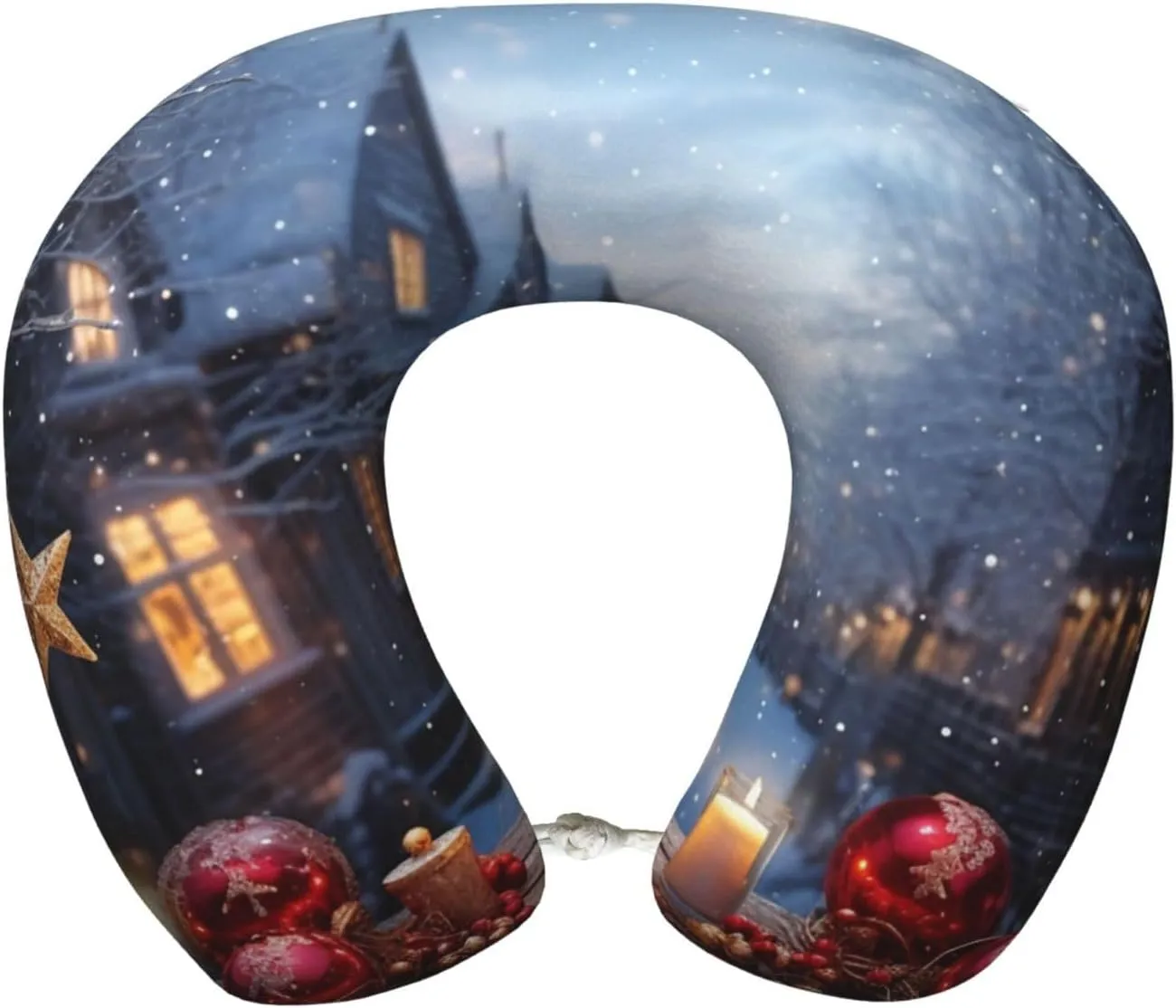 Memory Foam Travel Pillow Soft U-Shaped Neck Pillow Comfortable Christmas Atmosphere Head Support Pillow Travel Accessories for Sleeping Rest Airplane Car and Office
