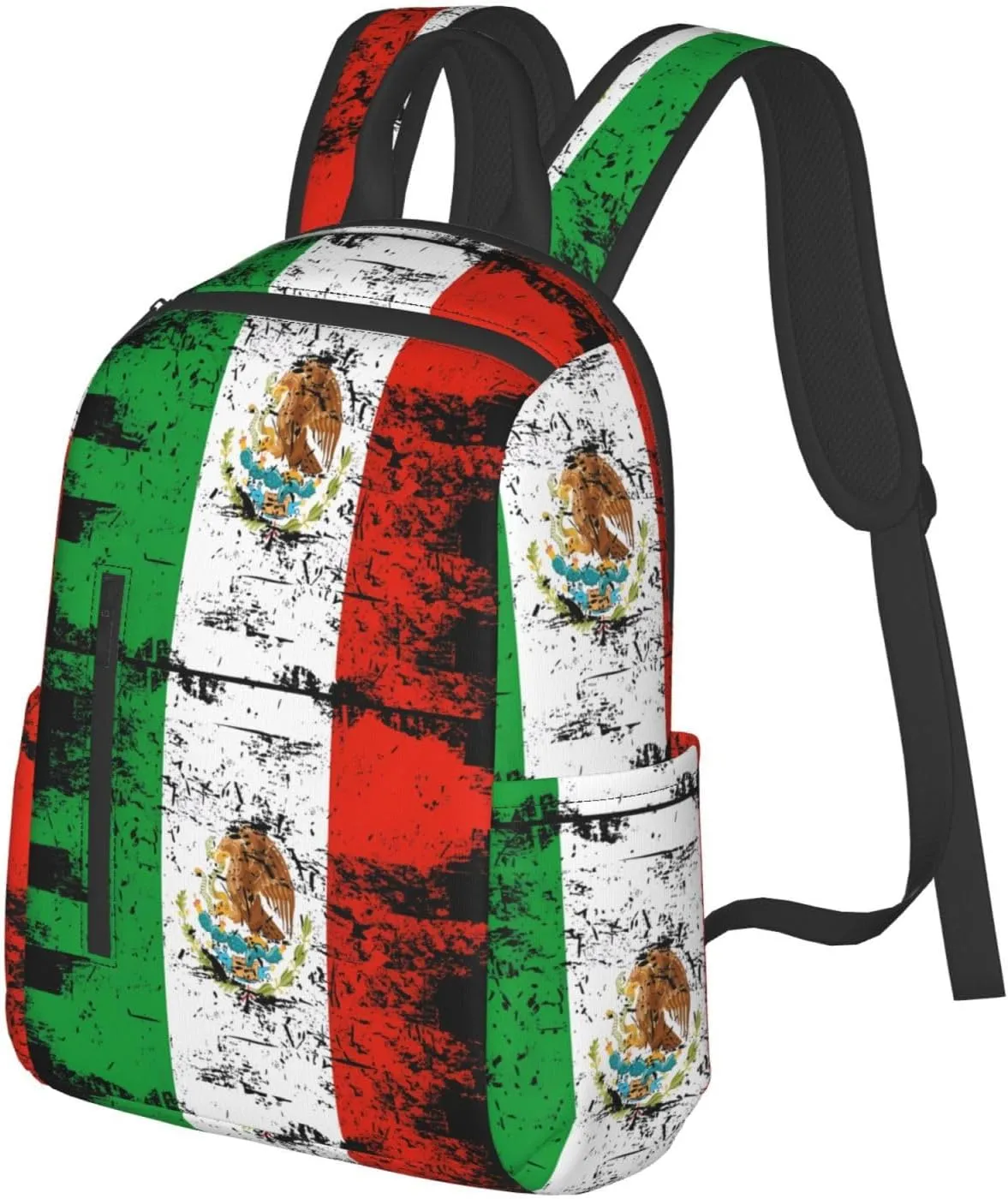 Mexico Mexican Eagle Flag Travel Backpacks Casual Laptop Backpack Sport Rucksack Large Capacity Daypack Multi-Pockets Adjustable Strap Bag for Working Hiking