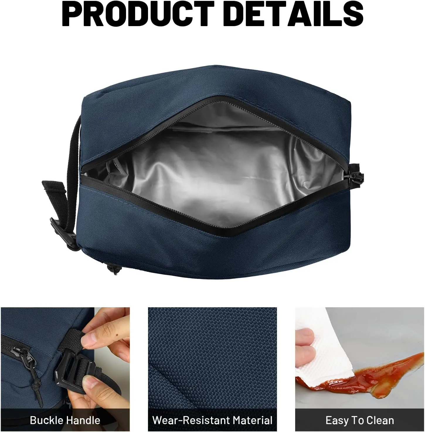 MIER Freezable Snack Bags Small Frozen Mini Cooler Lunch Bag Freezer Insulated Pouch for Adults Work Travel On-the-go,Dark Blue