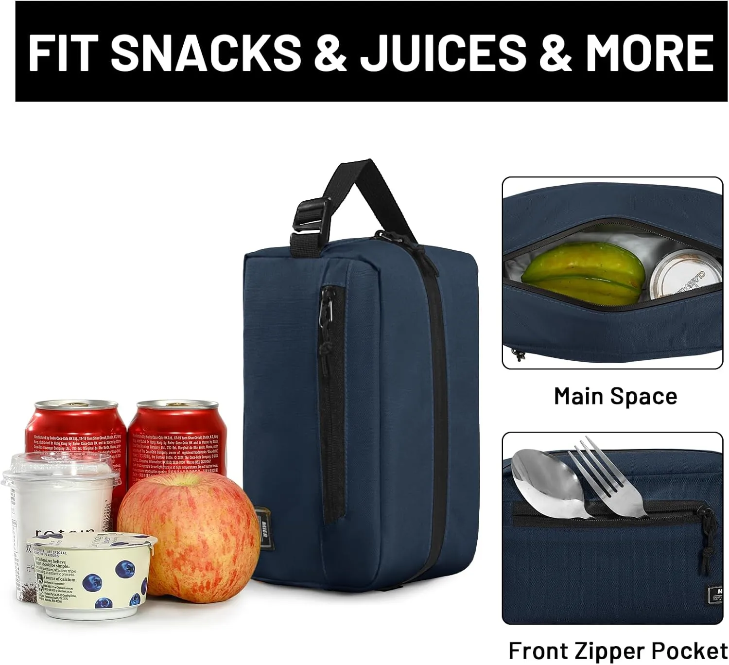MIER Freezable Snack Bags Small Frozen Mini Cooler Lunch Bag Freezer Insulated Pouch for Adults Work Travel On-the-go,Dark Blue