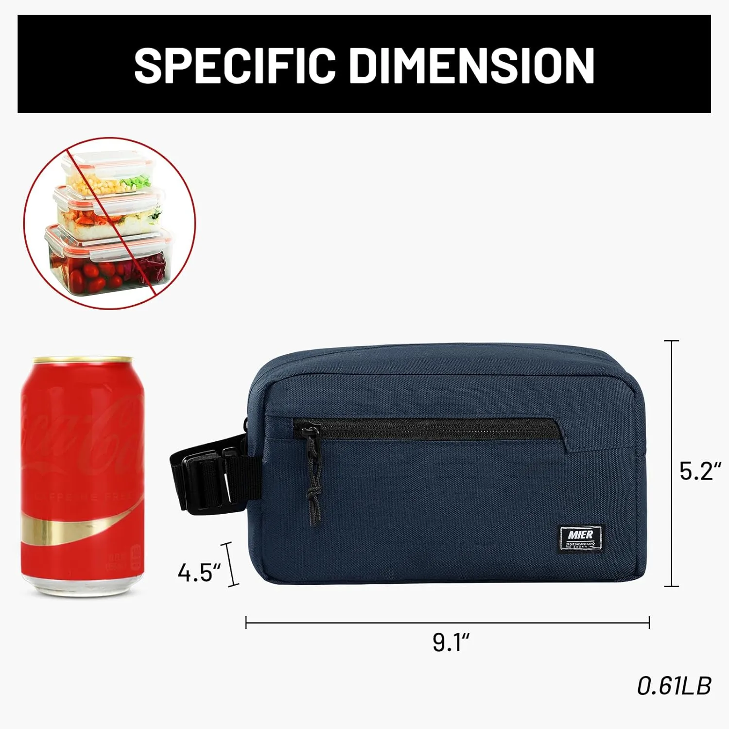 MIER Freezable Snack Bags Small Frozen Mini Cooler Lunch Bag Freezer Insulated Pouch for Adults Work Travel On-the-go,Dark Blue