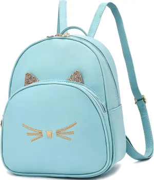 Mini Backpack Purse for Women Small Fashion Backpack for Ladies PU Leather Shoulder Backpacks with Cat Print
