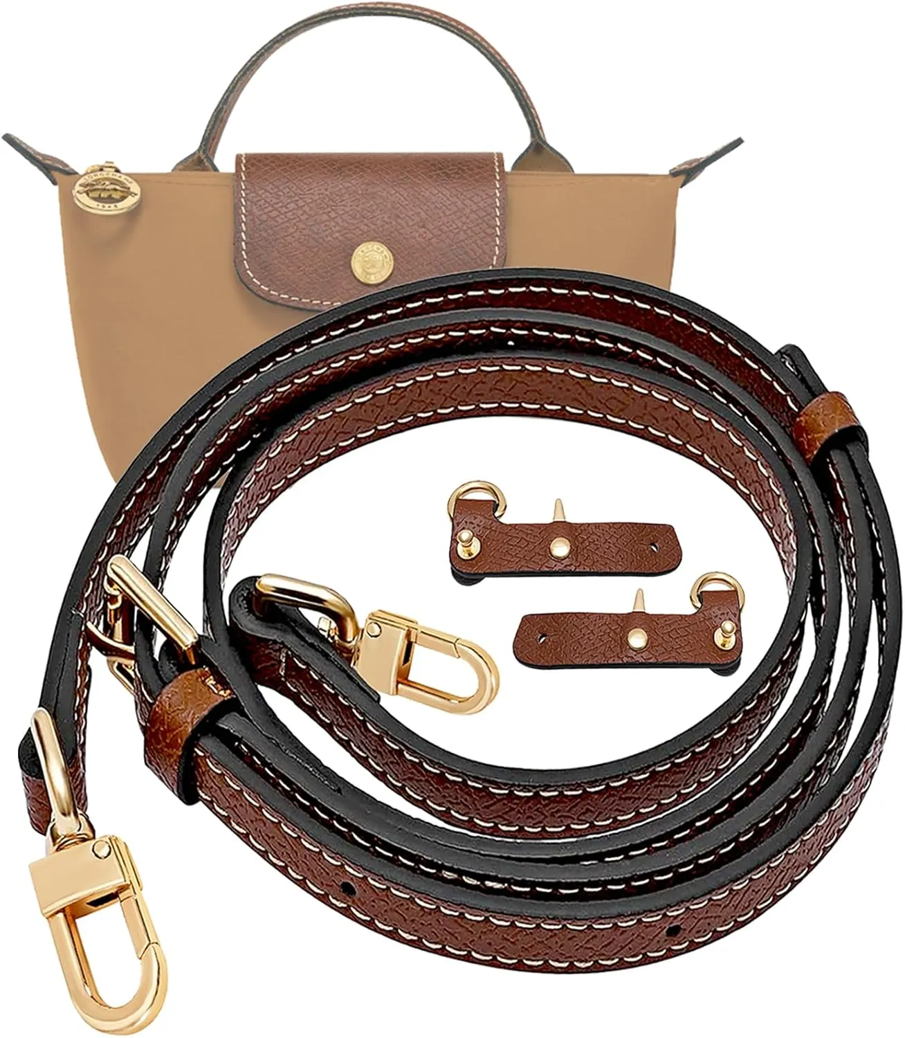Mini Bags Leather Shoulder Strap for Longchamp Mini Bag Nude TAUPE Strap Kit