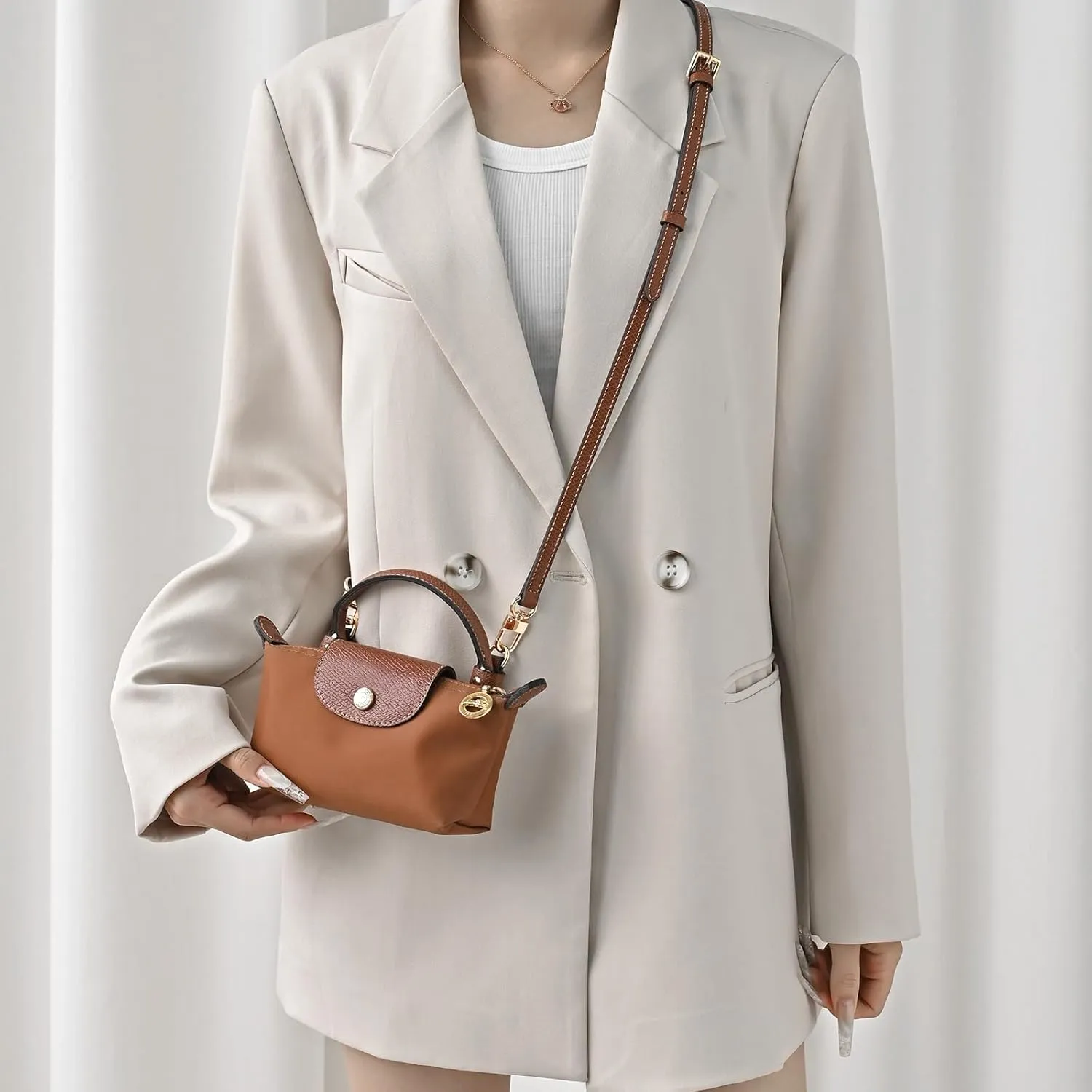 Mini Bags Leather Shoulder Strap for Longchamp Mini Bag Nude TAUPE Strap Kit