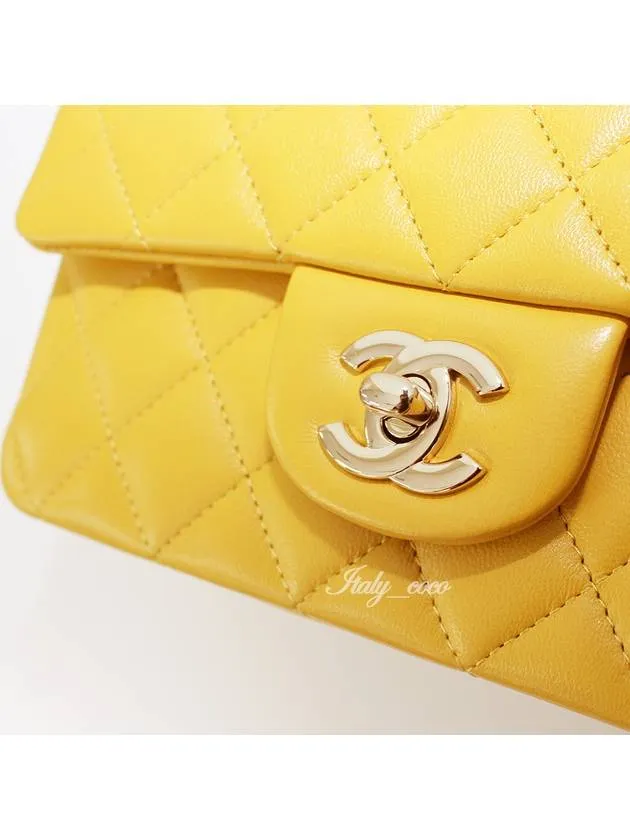 Mini Handle Top Yellow Bag Flap Cross Chanel Live chat Clean lines Lambskin