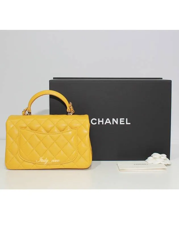 Mini Handle Top Yellow Bag Flap Cross Chanel Live chat Clean lines Lambskin