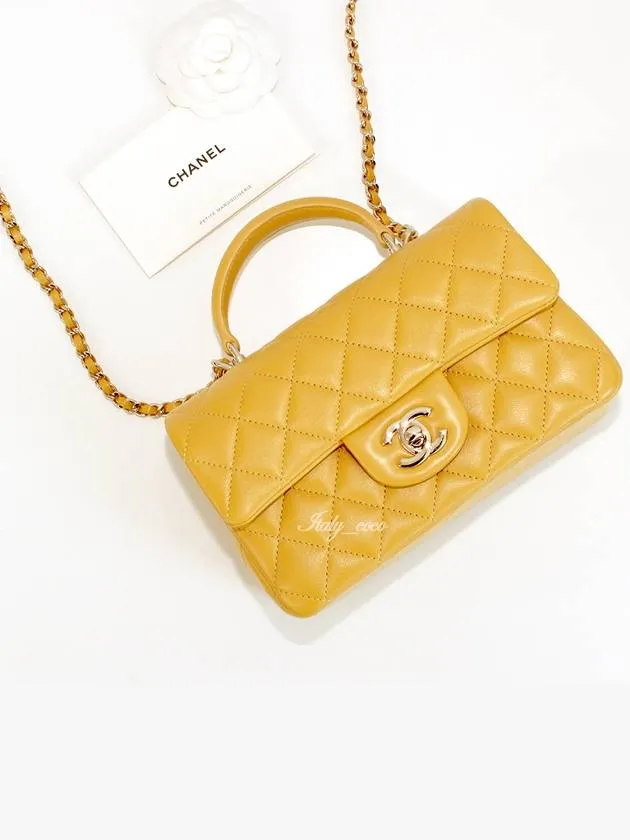 Mini Handle Top Yellow Bag Flap Cross Chanel Live chat Clean lines Lambskin