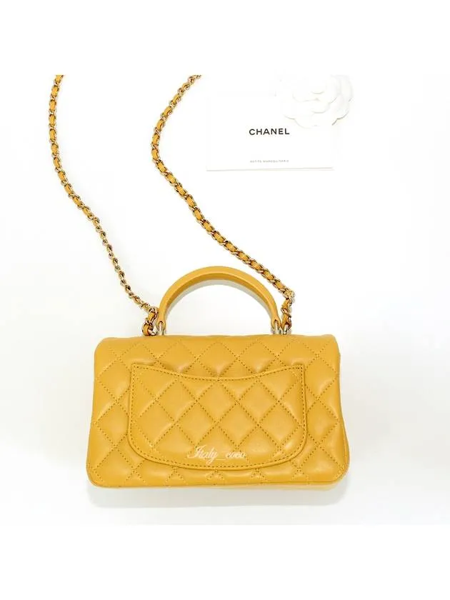 Mini Handle Top Yellow Bag Flap Cross Chanel Live chat Clean lines Lambskin