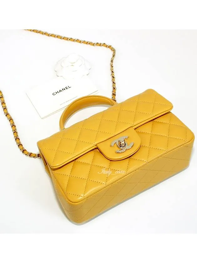 Mini Handle Top Yellow Bag Flap Cross Chanel Live chat Clean lines Lambskin