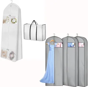 MISSLO Portable 70" Wedding Dress Garment Bag 4" Gusseted Garment Bags