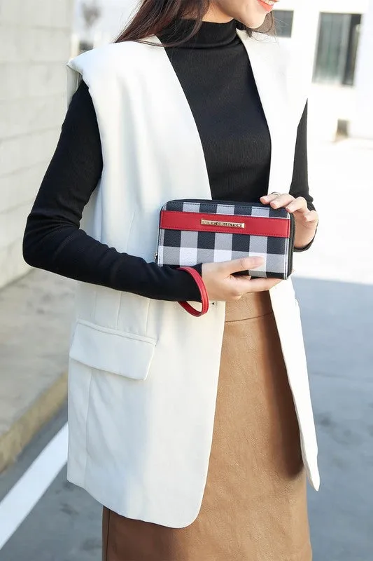 MKF Collection - Yale Checkered Tote Bag with Wallet by Mia K - Vegan Leather