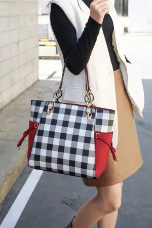 MKF Collection - Yale Checkered Tote Bag with Wallet by Mia K - Vegan Leather