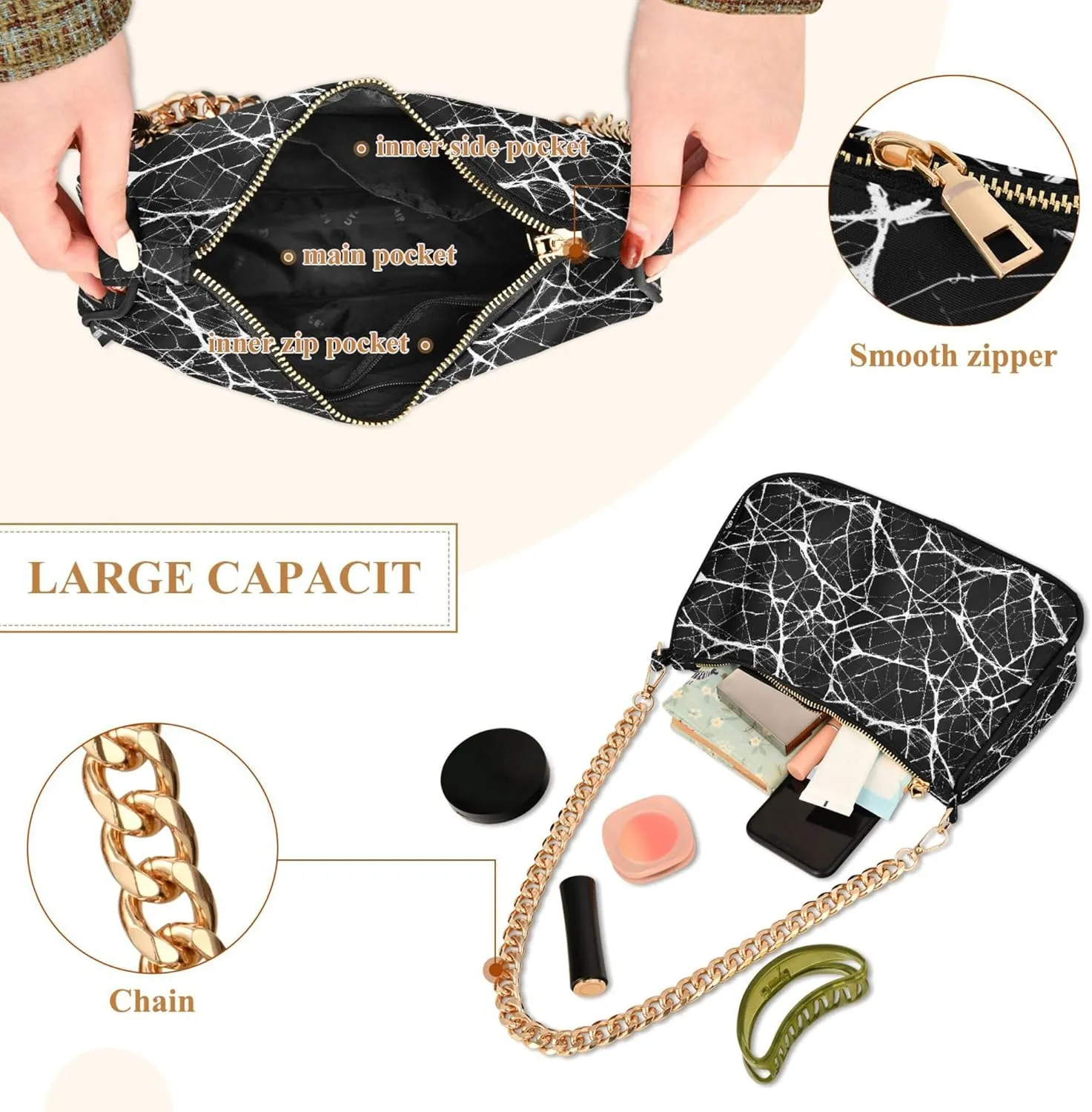 MNSRUU Handbag Purses Women Black Checkered Chain bag