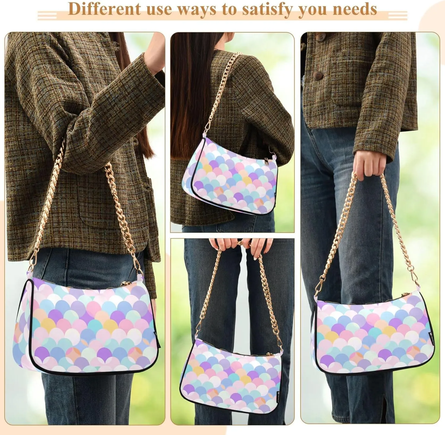 MNSRUU Handbag Purses Women Black Checkered Chain bag