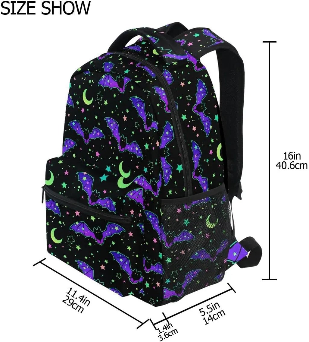 MNSRUU Student School Bag Magic Galaxy Bat Backpack for Girls Boys College Bookbag Laptop Rucksack Travel Backpack for Adult Teen Casual Daypack