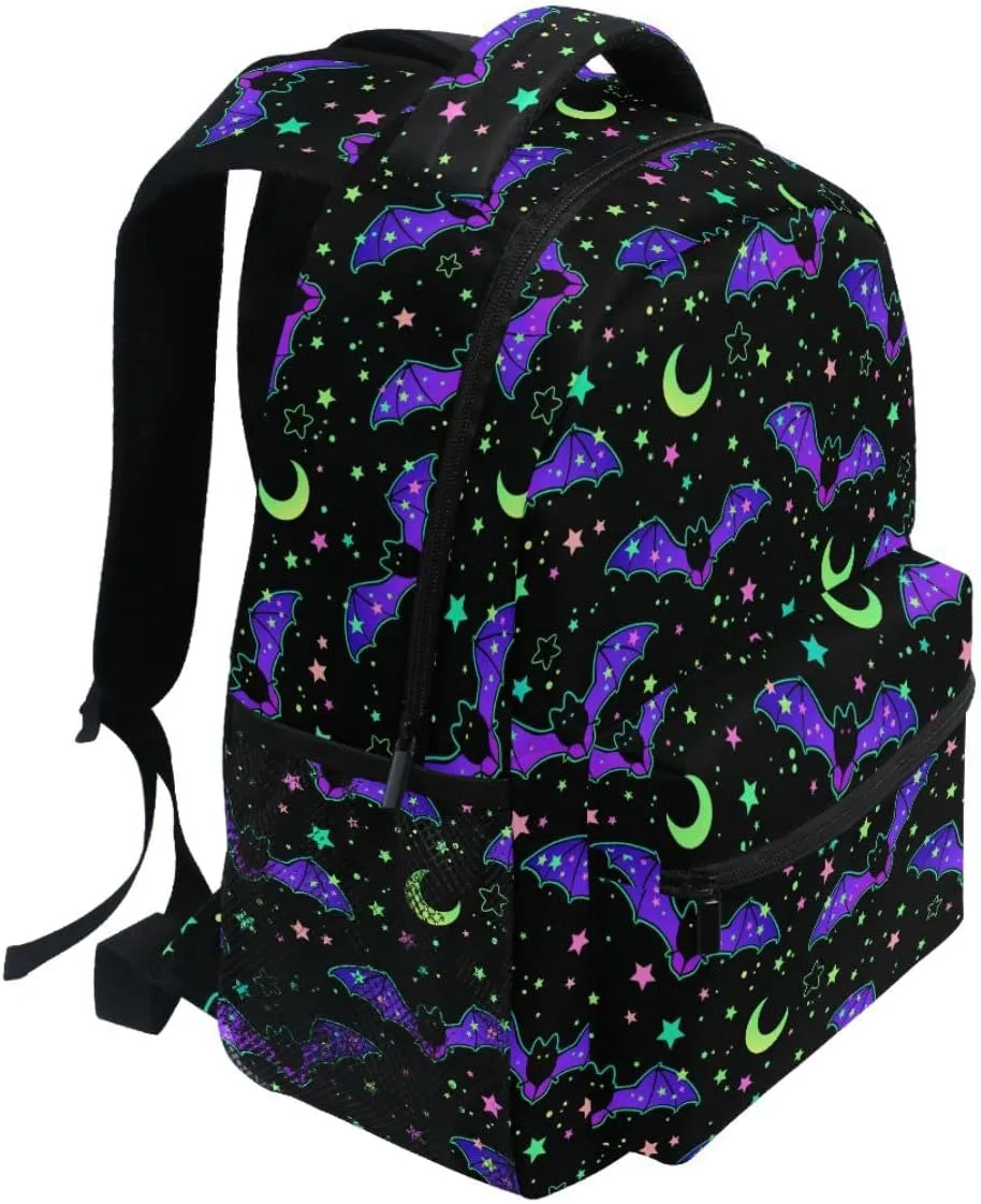 MNSRUU Student School Bag Magic Galaxy Bat Backpack for Girls Boys College Bookbag Laptop Rucksack Travel Backpack for Adult Teen Casual Daypack