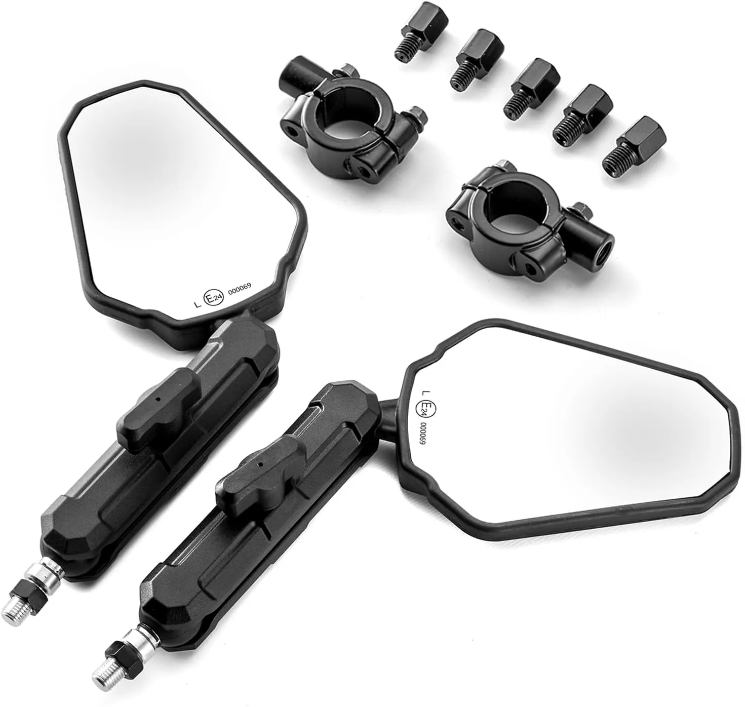 Mofun Universal Motorcycle Mirrors M8 M10 Rear View Mirror Fit 7/8" Handlebar Aluminum Mount Compatible with ATV KLR650 ADV150 Street Dirt Bike Dual Sport Adventure, Foldable 360 Degrees