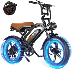 Moped Style 1500W/2000W Electric Bike,30mph/33mph Ebike&34-180Miles PAS Range,48V15.6ah/18.2ah/ (874Wh) Larger Battery, 20'' Fat Tire Electric Bike for Adults,UL Safety Certified.