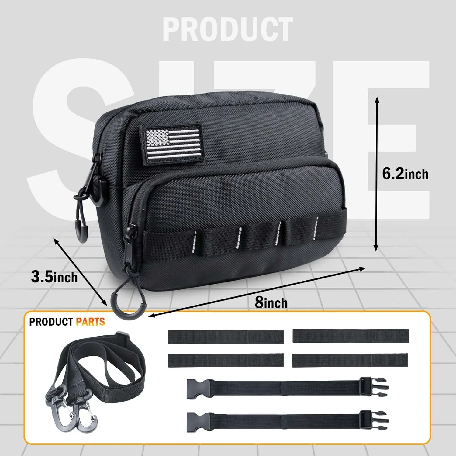 Motorcycle Fork Bag, Universal Motorcycle Handle Bar Bag, Waterproof T-Bar Bag Fork Bag Bar bag Tool Bag, Compatible with Cruiser Softail Dyna Sportsters (Regular)