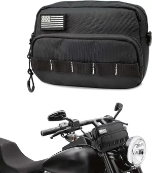 Motorcycle Fork Bag, Universal Motorcycle Handle Bar Bag, Waterproof T-Bar Bag Fork Bag Bar bag Tool Bag, Compatible with Cruiser Softail Dyna Sportsters (Regular)