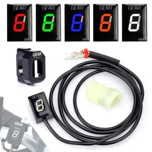 Motorcycle Gear Indicator with Holder Bracket LED Display 6 Speed Digital Display Speedometer Shift Lever Sensors Motorbike Accessories Compatible with Honda CB/CBF/CBR/CMX/CRF/CTX/NC/VT(Color:White)