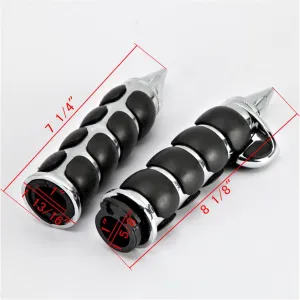 Motorcycle Hand Grips, INNOGLOW 1" 26mm Chrome Black Handlebar Grip Fits for Custom Harley Davidson Sportster Softail Tour Glide Road King Electra Glide Dyna w/ 1" inch Throttle Grips Bar Ends