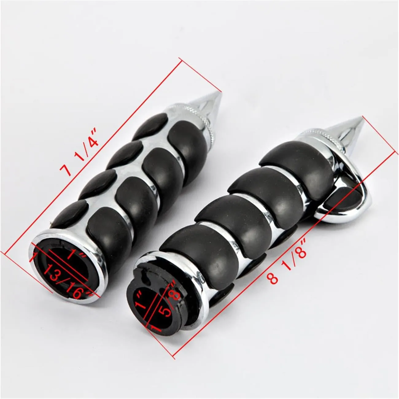 Motorcycle Hand Grips, INNOGLOW 1" 26mm Chrome Black Handlebar Grip Fits for Custom Harley Davidson Sportster Softail Tour Glide Road King Electra Glide Dyna w/ 1" inch Throttle Grips Bar Ends