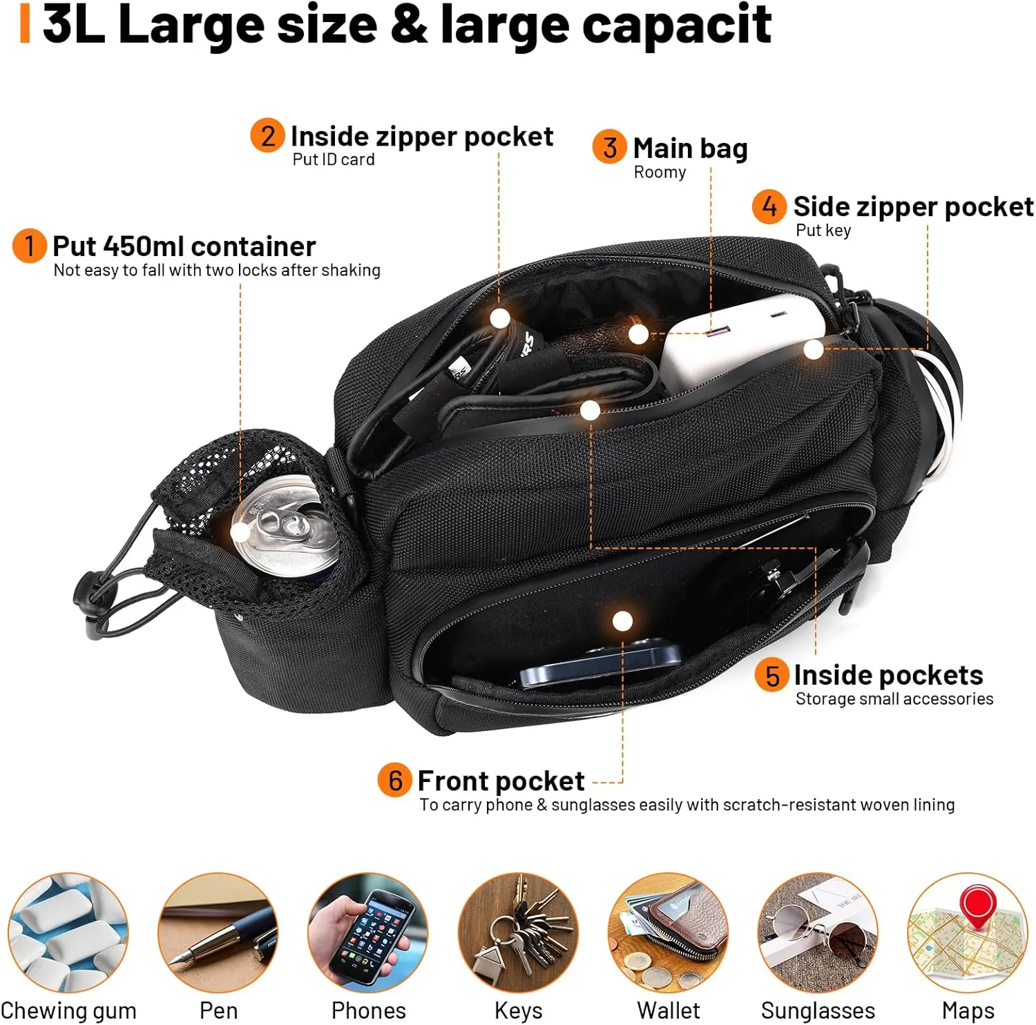 Motorcycle Handlebar Bag 1680D Water-Resistant 18L,Sissy Bar Bag Bike E-Scooter Handlebar Bag Universal Fit for T-Shaped & Horizontal Handlebars For Street Glide Road King Iron 883