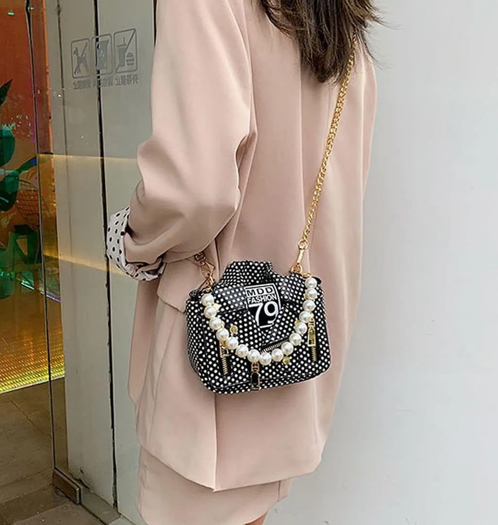 Motorcycle Jacket Shoulderbag PU Leather Handbag Punk Style Crossbody Bag Rivet Purse Lapel Collar Bag with Chain