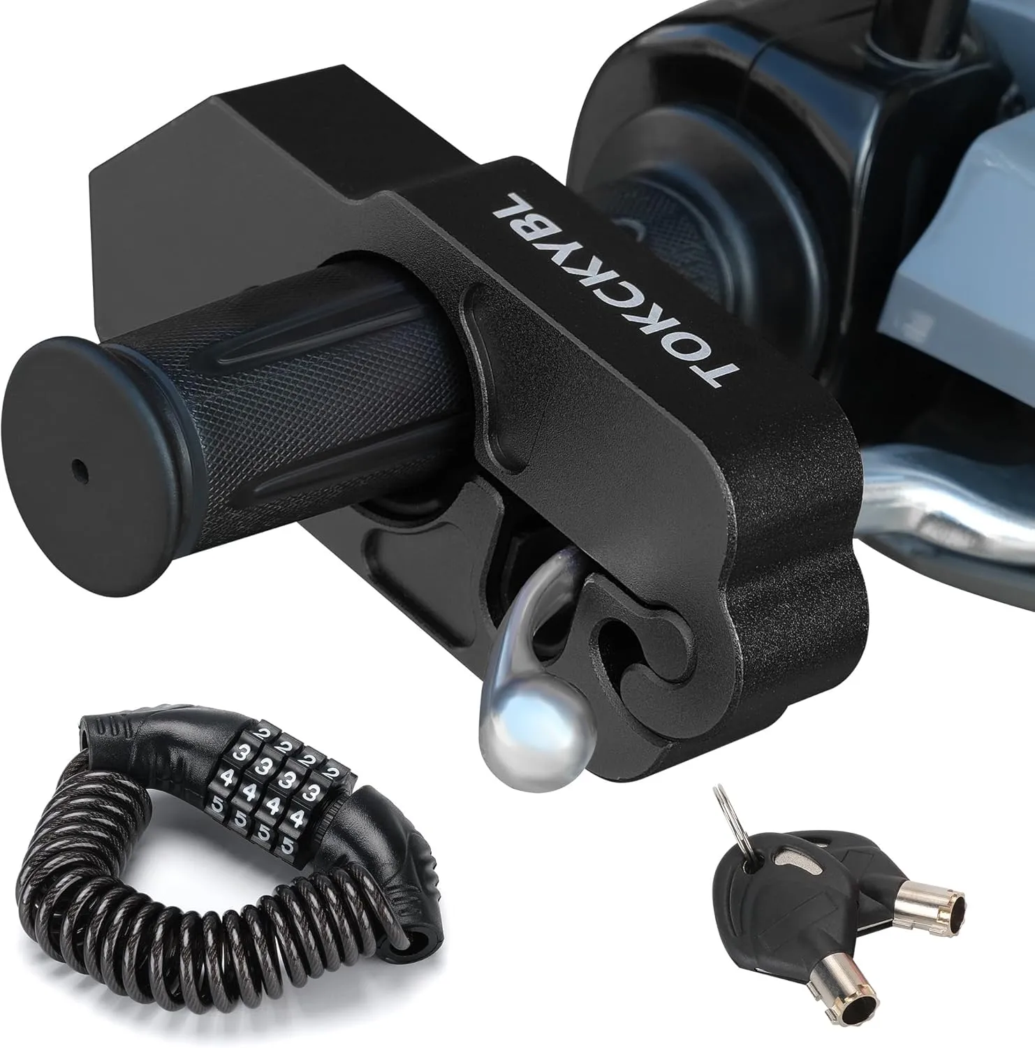 Motorcycle Lock, Heavy Duty Anti Theft Helmet, Brake and Handlebar Lock, Universal for Motorcycles, ATVs, Dirt Bikes, Mopeds，Scooters, Black