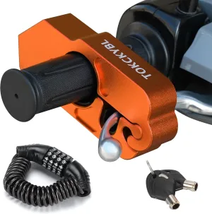 Motorcycle Lock, Heavy Duty Anti Theft Helmet, Brake and Handlebar Lock, Universal for Motorcycles, ATVs, Dirt Bikes, Mopeds，Scooters, Orange