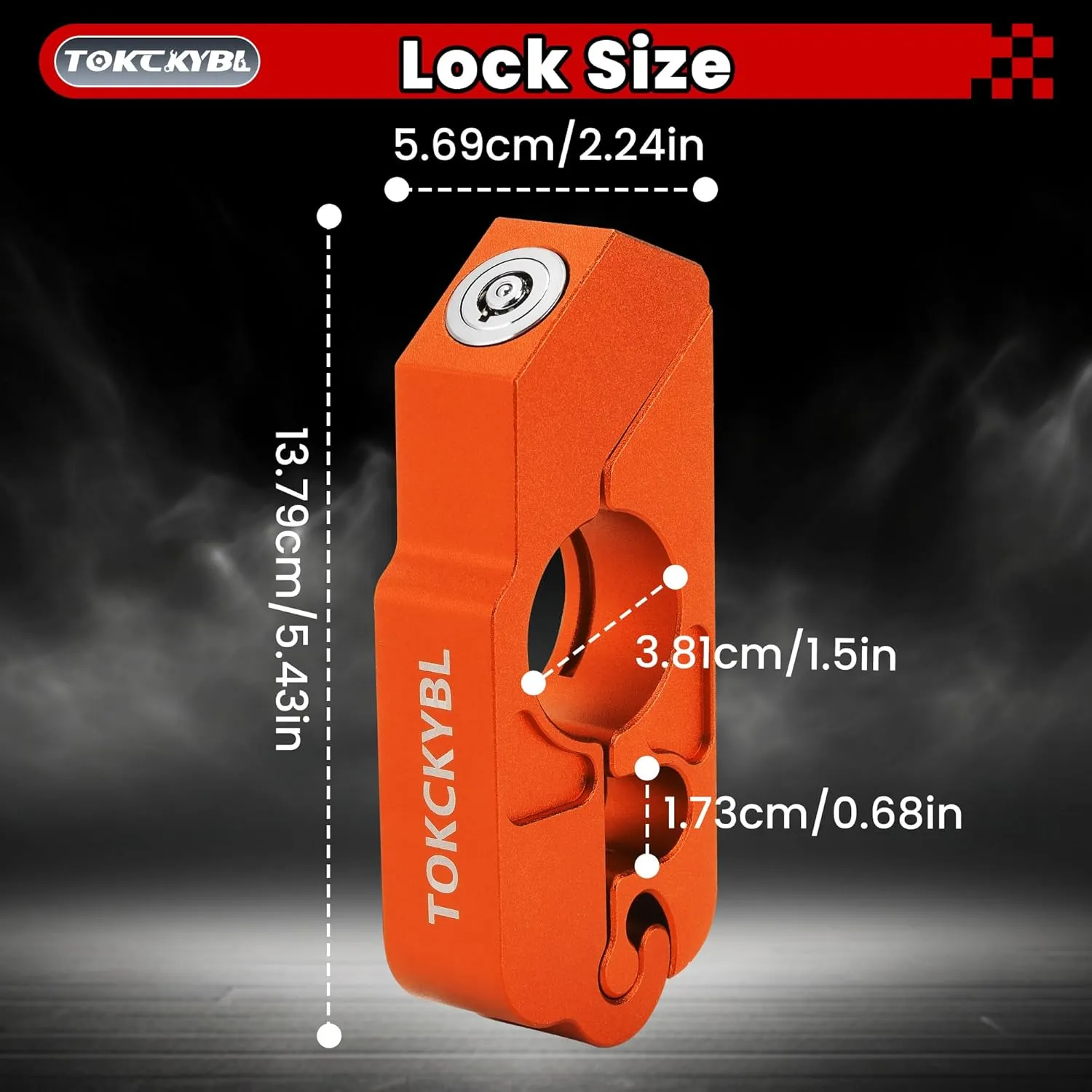 Motorcycle Lock, Heavy Duty Anti Theft Helmet, Brake and Handlebar Lock, Universal for Motorcycles, ATVs, Dirt Bikes, Mopeds，Scooters, Orange