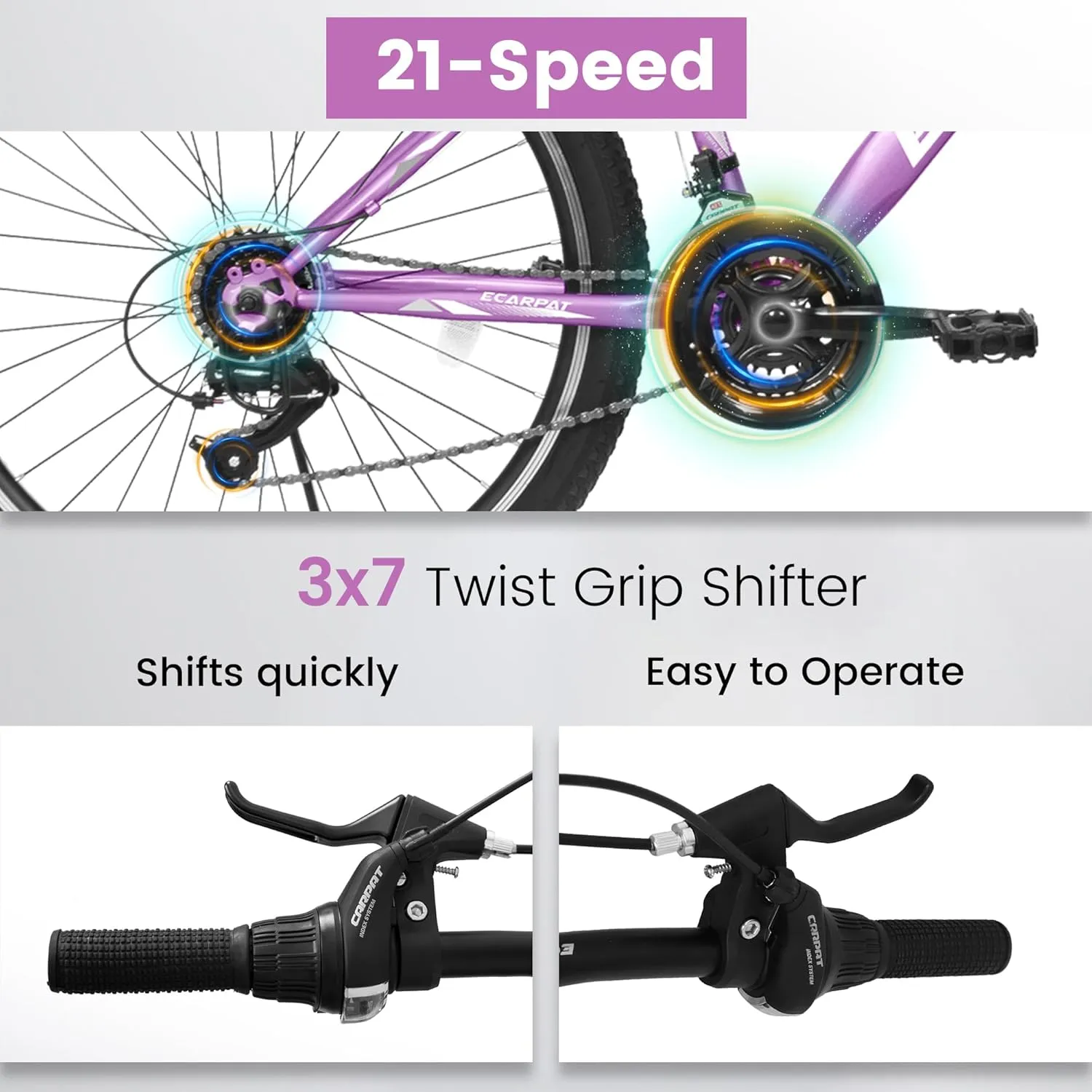 Mountain Bike 24 26 27.5 Inch Dual/Front Suspension Mens Womens Mountain Bike, 21 Speeds Dual Disc Brake, Carbon Steel Mountain Bike, Trail Beach Snow Commuter City Bikes, Birthday Gift Choice