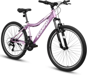 Mountain Bike 24 26 27.5 Inch Dual/Front Suspension Mens Womens Mountain Bike, 21 Speeds Dual Disc Brake, Carbon Steel Mountain Bike, Trail Beach Snow Commuter City Bikes, Birthday Gift Choice