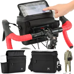 MOZETO Handlebar Bag, 2024 Latest Quick Release Buckle Bike Bag with Foldable TPU Phone Holder, Transparent Touch Screen Professional Cycling Accessories