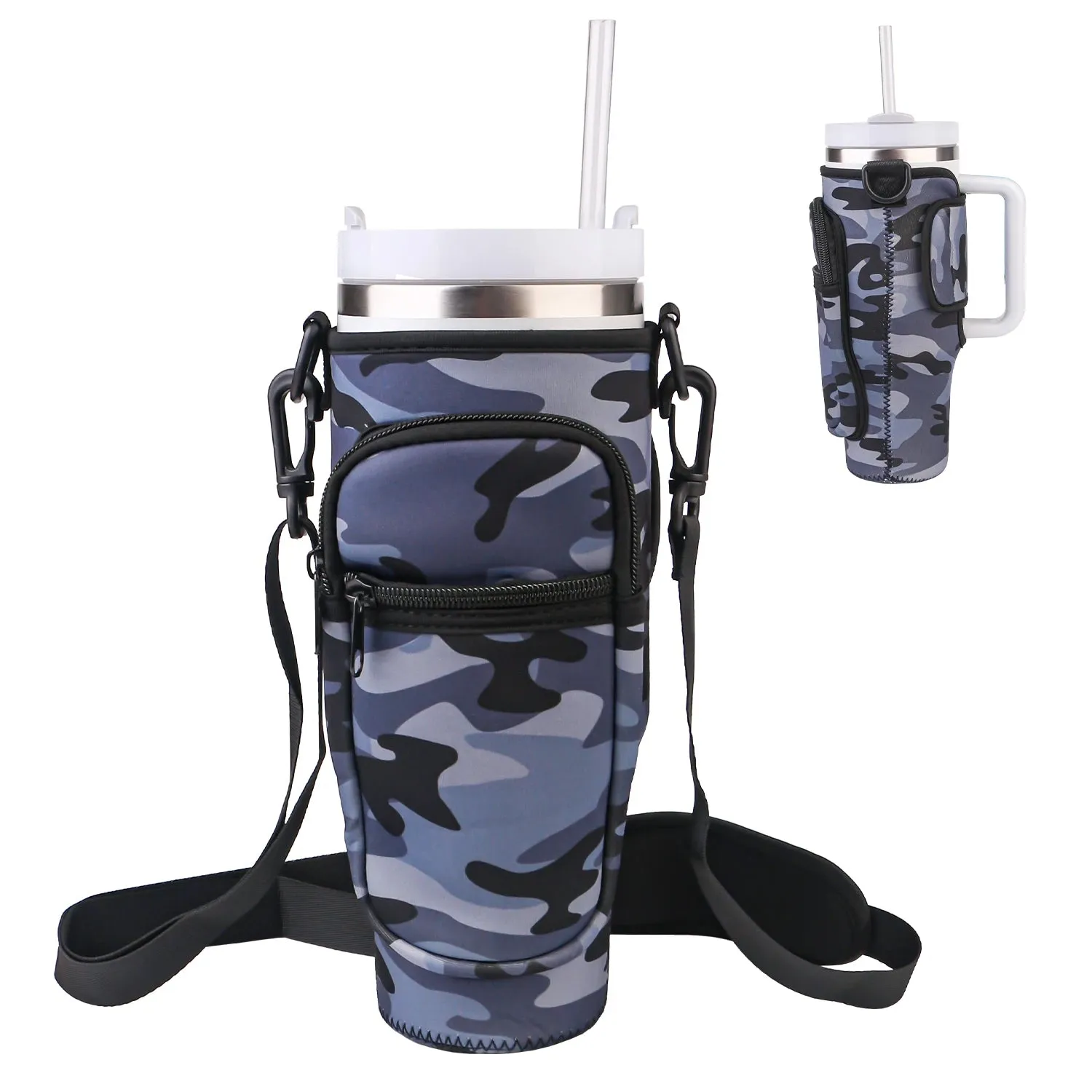 Multi Design Cloth Water Cup Holder with Adjustable Strap Compatible with 40oz Tumbler