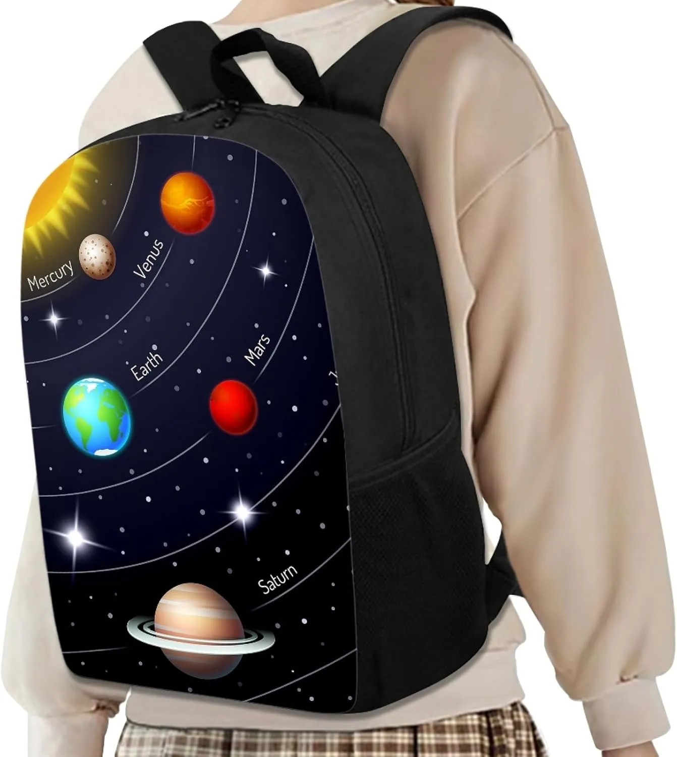 Mumeson Space Planet Backpack Daily Casual Backpacks Satchel for Travel School Large 17 Inches Rucksack Daypack for Girls Boys Backpack with Lunch Bag Messenger Tote Bag Pencil Bag 3 Pack