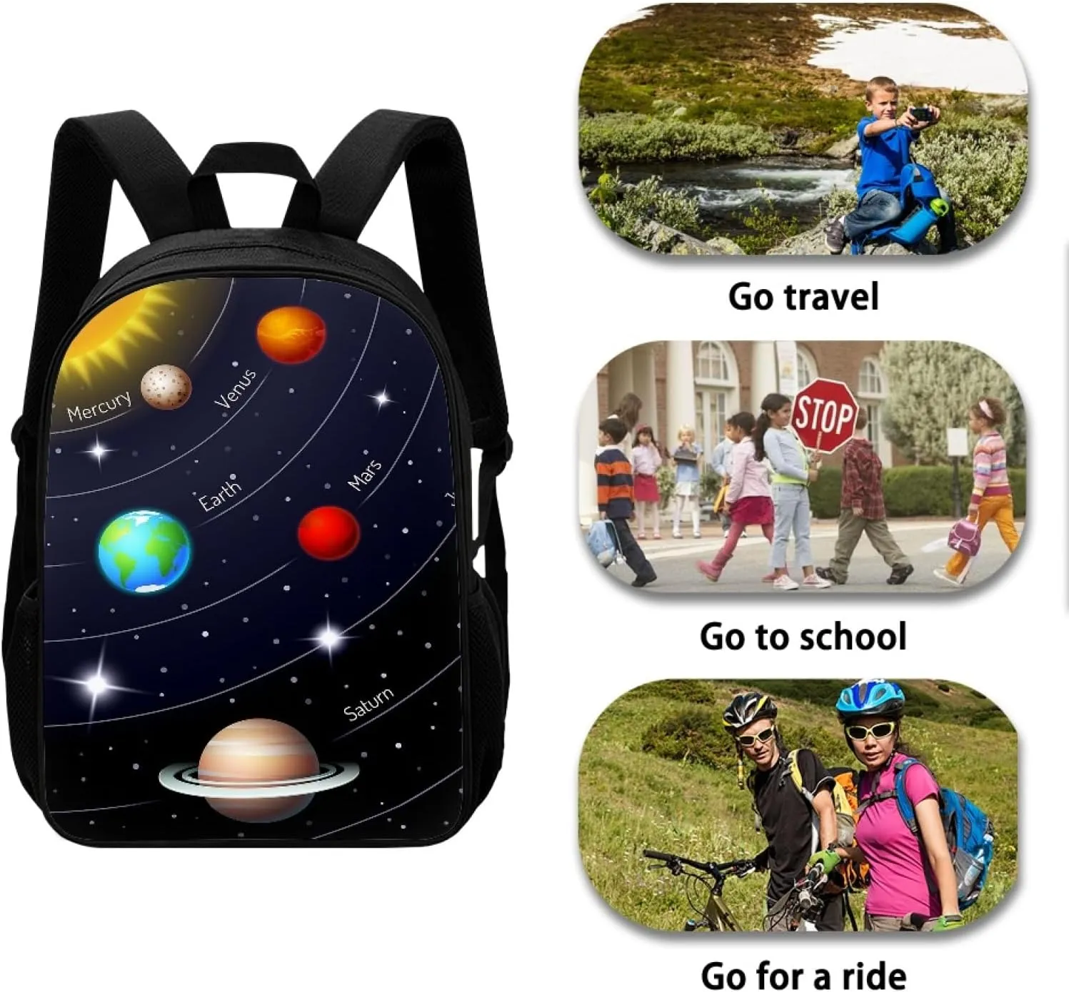 Mumeson Space Planet Backpack Daily Casual Backpacks Satchel for Travel School Large 17 Inches Rucksack Daypack for Girls Boys Backpack with Lunch Bag Messenger Tote Bag Pencil Bag 3 Pack