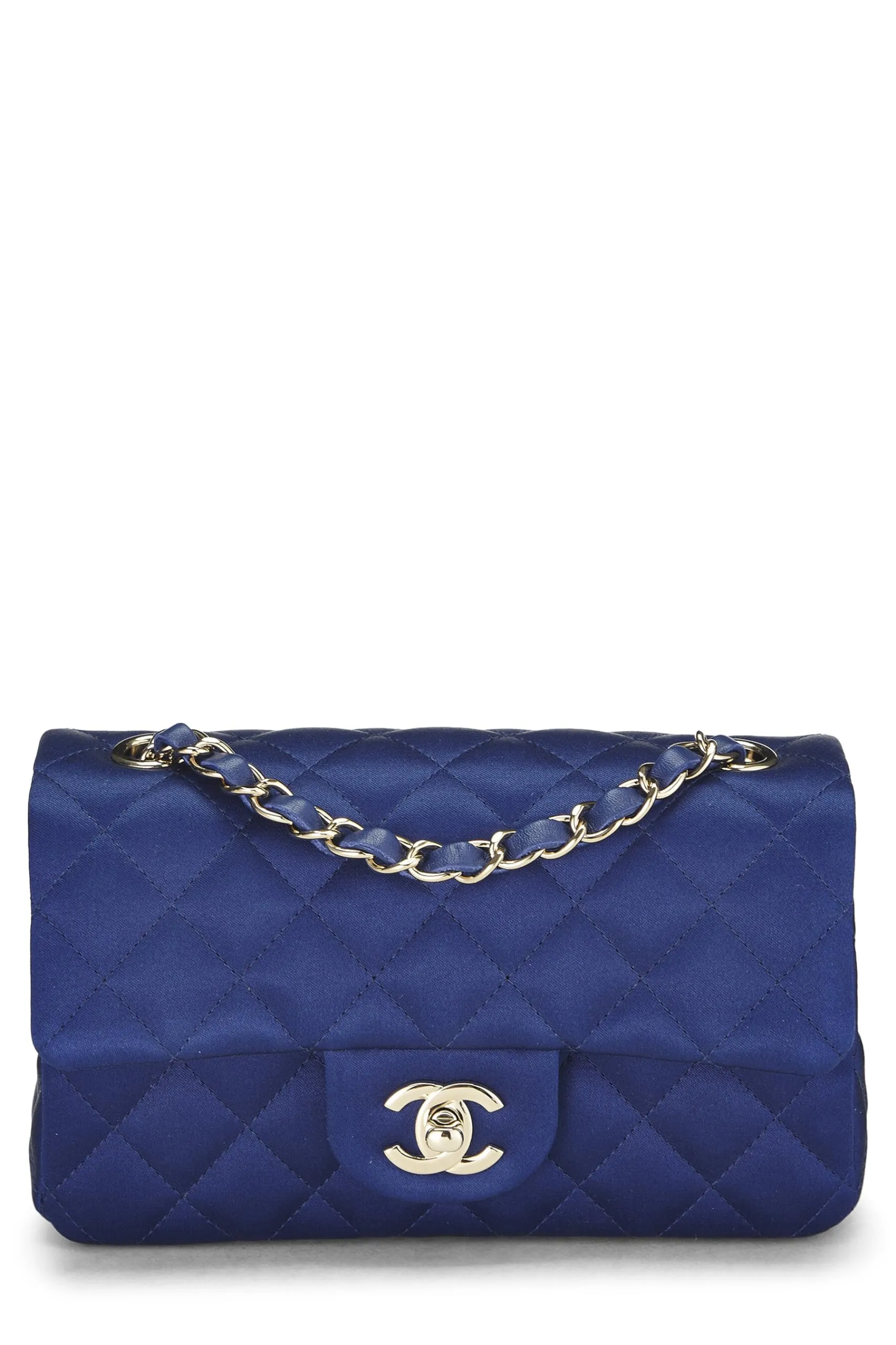 Must-have Flap Chanel, Rectangular Navy Navy Unbelievable deal Small, Satin 